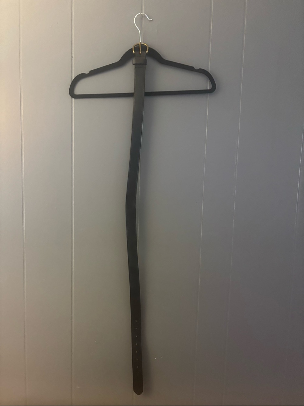 Black Leather Belt with Brass Buckle
